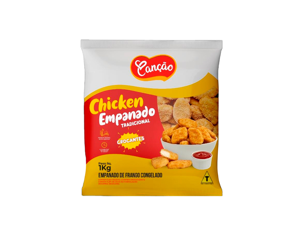 CHICKEN DE FRANGO CONGELADO EMPANADO CANÇÃO 1 KG (CX 7 PCT)